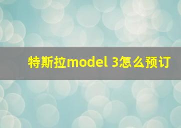 特斯拉model 3怎么预订